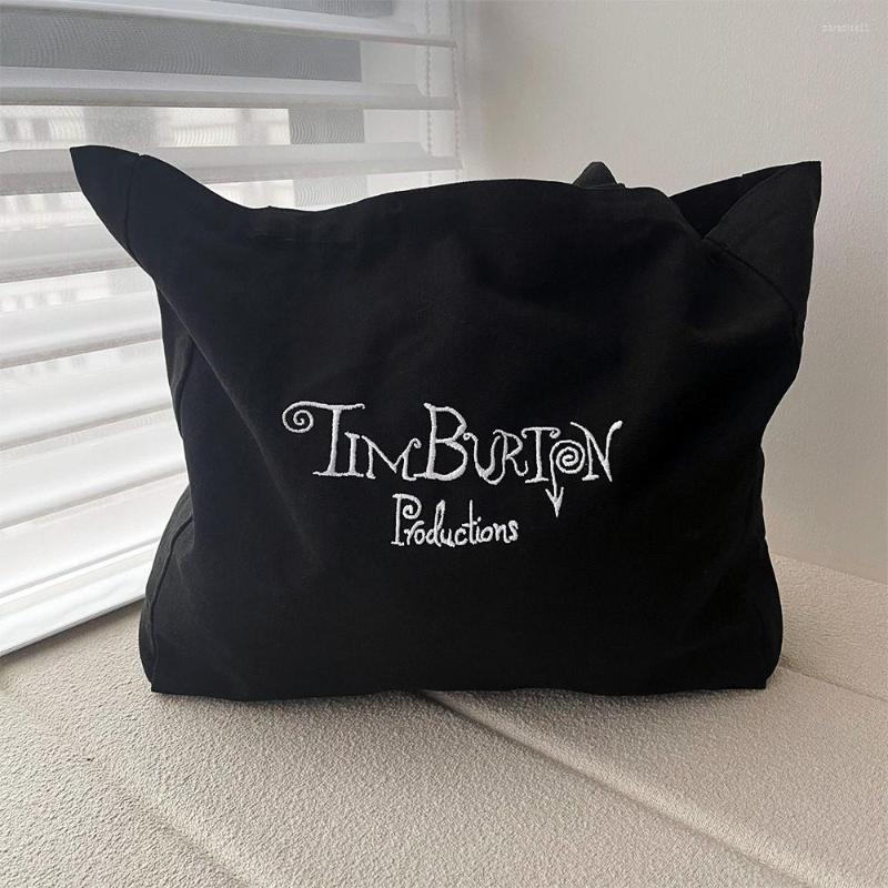 Shopping Bags Tim Burton Production American Retro Women Canvas Shoulder Bag Letters Embroidered Street Fashion Reusable, Black
Shopping Bags Tim Burton Production American Retro Women Canvas Shoulder Bag Letters Embroidered Street Fashion Reusable, Black