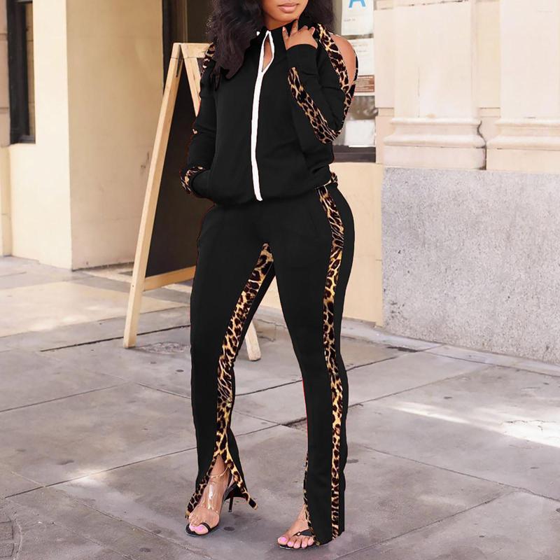 Women's Two Piece Pants Fashion Leopard Printed Women's Tracksuit Long-sleeved Zipper Sportswear Trousers Solid Color Casual Suit, Black
Women's Two Piece Pants Fashion Leopard Printed Women's Tracksuit Long-sleeved Zipper Sportswear Trousers Solid Color Casual Suit, Black