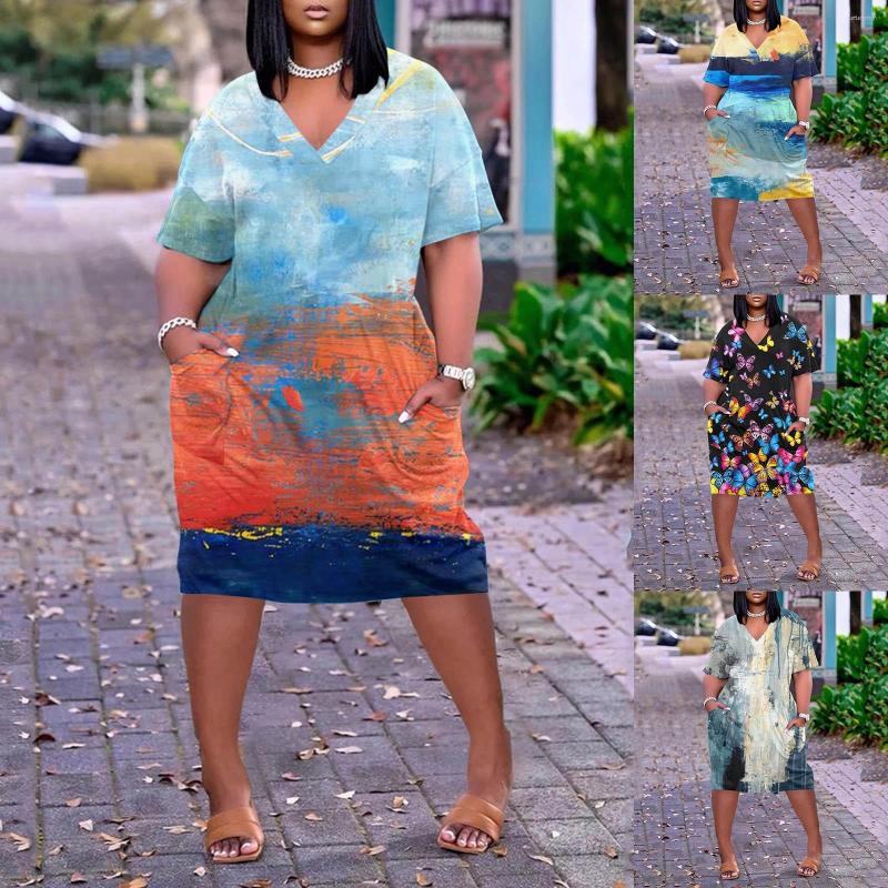 Casual Dresses Comfortable For Women V Neck Short Sleeve Knee Printed A Line Swing Midi Dress, Blue
Casual Dresses Comfortable For Women V Neck Short Sleeve Knee Printed A Line Swing Midi Dress, Blue