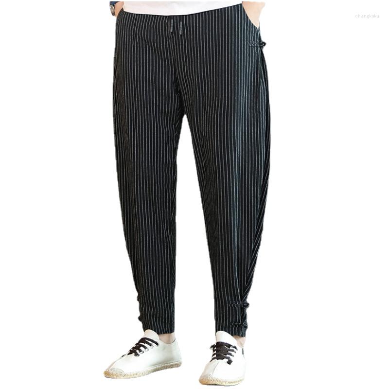 Men's Pants Summer Men's Elastic Waist Cotton And Linen Trousers Men Stripe Harem Ankle Length Male Bloomers, Blue
Men's Pants Summer Men's Elastic Waist Cotton And Linen Trousers Men Stripe Harem Ankle Length Male Bloomers, Blue