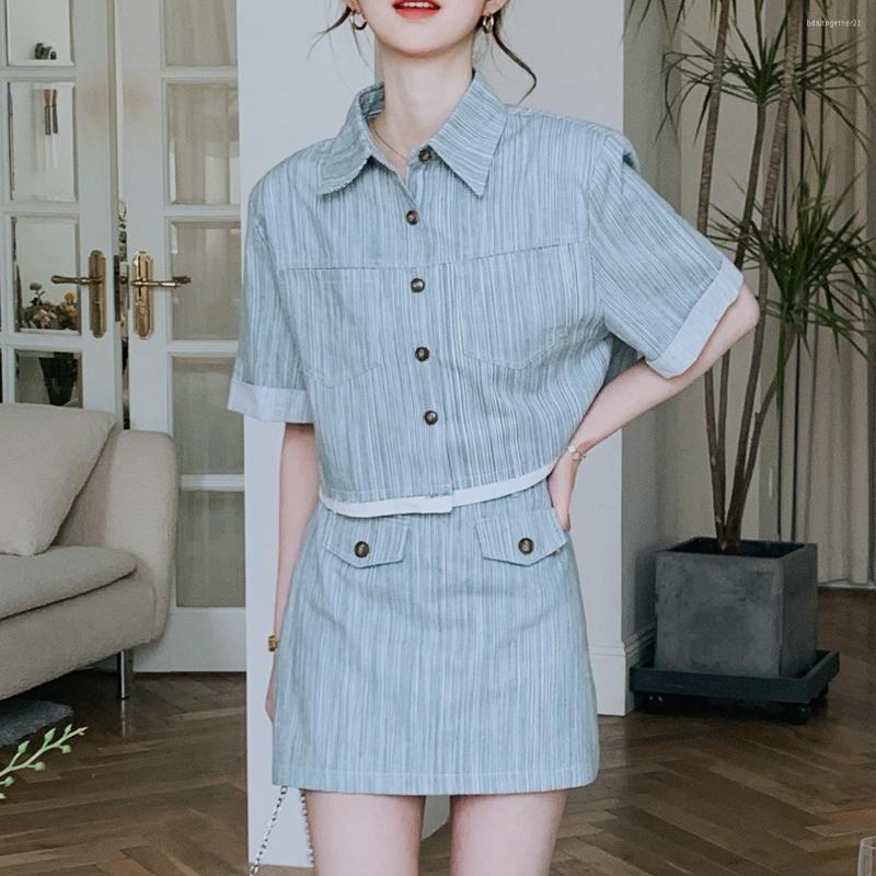 Two Piece Dress Vintage Summer Skirt Set Women Solid Elegant Casual Mini Suit Female Korean Style Short Sleeve Crop Top Coats, Light blue
Two Piece Dress Vintage Summer Skirt Set Women Solid Elegant Casual Mini Suit Female Korean Style Short Sleeve Crop Top Coats, Light blue