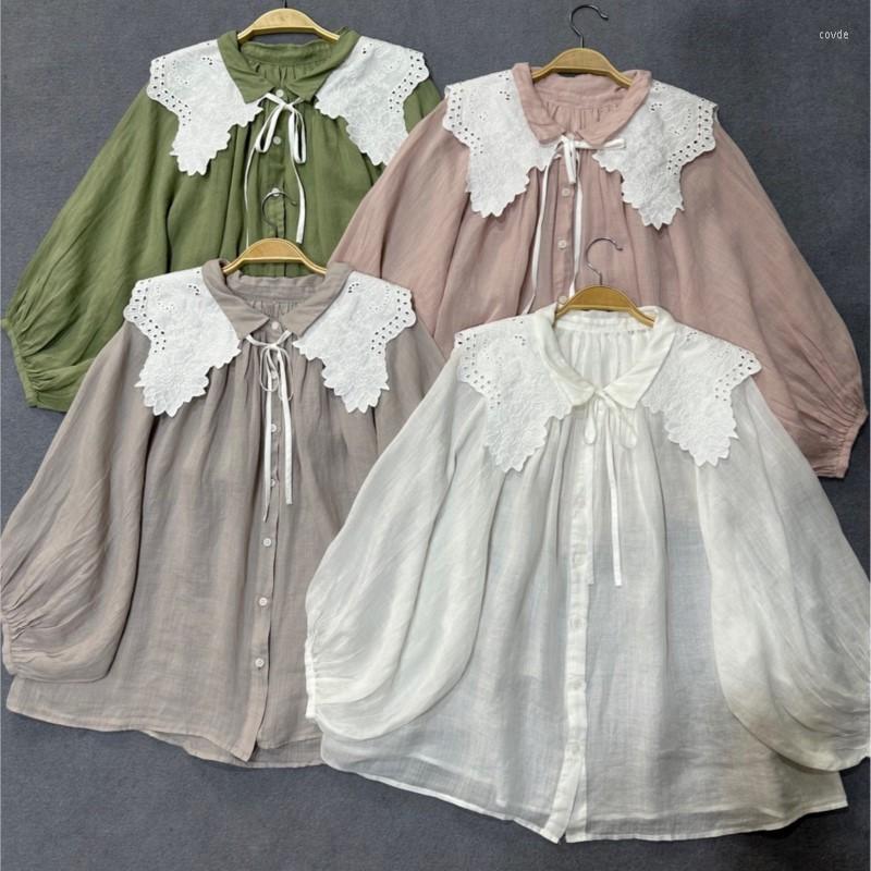 Women's Blouses Johnature Japanese Ramie Detachable Collar Lantern Sleeve Women Shirts 2023 Spring Summer Vintage Solid Color, Gray
Women's Blouses Johnature Japanese Ramie Detachable Collar Lantern Sleeve Women Shirts 2023 Spring Summer Vintage Solid Color, Gray