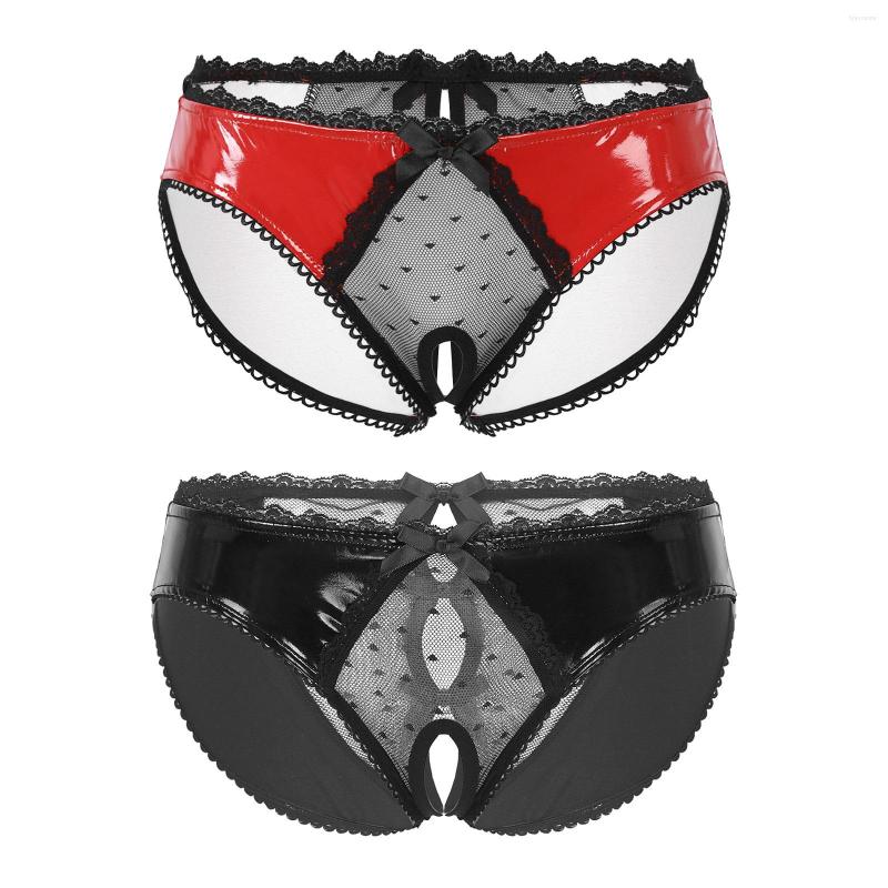 Women' Panties Womens Glossy Patent Leather Thongs Surprise Gift Sheer Lace Patchwork Open Crotch Briefs Bowknot Low Waist Clubwear, Black
Women' Panties Womens Glossy Patent Leather Thongs Surprise Gift Sheer Lace Patchwork Open Crotch Briefs Bowknot Low Waist Clubwear, Black