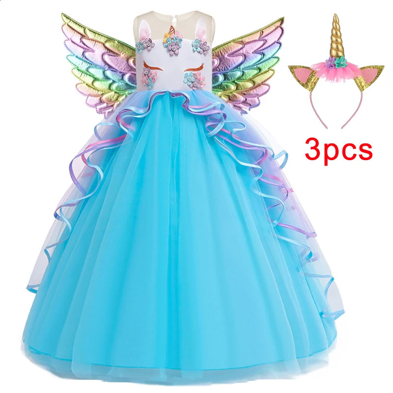 Clothing Sets 2023 Rainbow Unicorn Dress For Kids Girls Children Birthday Costume Girl Party Princess Dresses Vestidos Role Dance Performance 231118