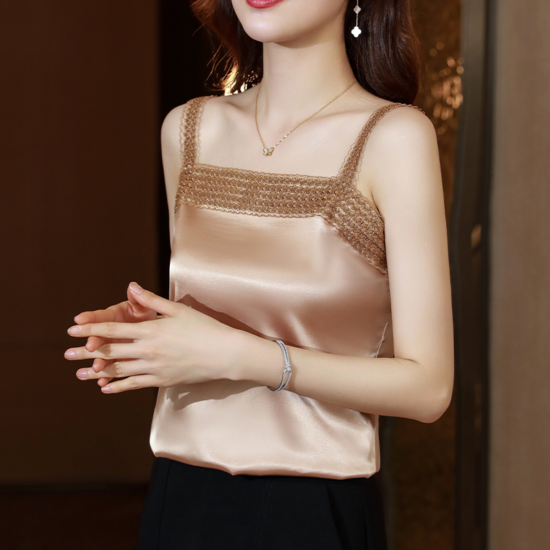 Camisoles Tanks Summer Womens Tops Satin Sexy Blouse Corset Top Silk Blouses Fashion Tank Top Female Clothing Elegant Camisole Ladies Tops 230420