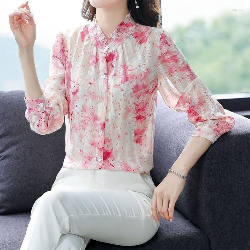 Women's Blouses Agaric Lace Tie-dyed Chiffon Printing Pattern Women Single Breasted Shirring Shirt Office Lady Ruffled Collar Puff Sleeve, Green
Women's Blouses Agaric Lace Tie-dyed Chiffon Printing Pattern Women Single Breasted Shirring Shirt Office Lady Ruffled Collar Puff Sleeve, Green