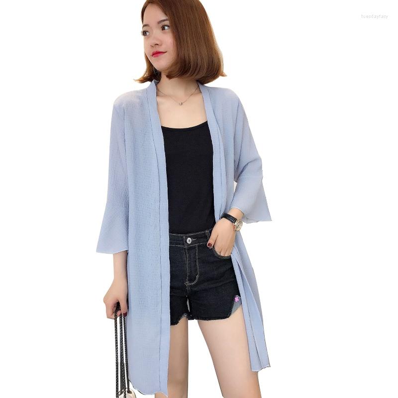 Women's Blouses Flare Sleeve Sling Chiffon Blouse Slim Cardigan Women Casual Long Shirt Summer Beach Sunscreen Tops
Women's Blouses Flare Sleeve Sling Chiffon Blouse Slim Cardigan Women Casual Long Shirt Summer Beach Sunscreen Tops