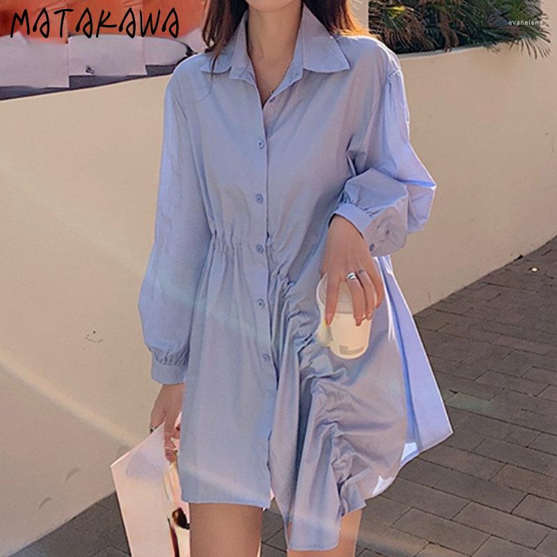 Casual Dresses Matakawa Spring Women Shirt Dress Solid Single Breasted Korean Fashion Vintage Mini Drawstring Vestidos, Black
Casual Dresses Matakawa Spring Women Shirt Dress Solid Single Breasted Korean Fashion Vintage Mini Drawstring Vestidos, Black