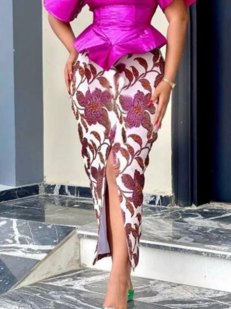 Dresses Elegant Women Printed High Waist Slit Skirt Bodycon Summer Floral Pattern Long Skirts Stylish Party Evening Large Size Clothes, Purple
Dresses Elegant Women Printed High Waist Slit Skirt Bodycon Summer Floral Pattern Long Skirts Stylish Party Evening Large Size Clothes, Purple