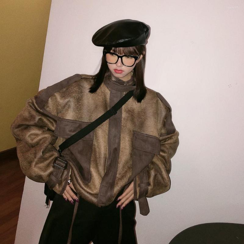 Women's Jackets Suede One-piece Jacket Retro Made Old Spliced PU Leather Coats Thickened Coat Women's Short Motorcycle, Black
Women's Jackets Suede One-piece Jacket Retro Made Old Spliced PU Leather Coats Thickened Coat Women's Short Motorcycle, Black