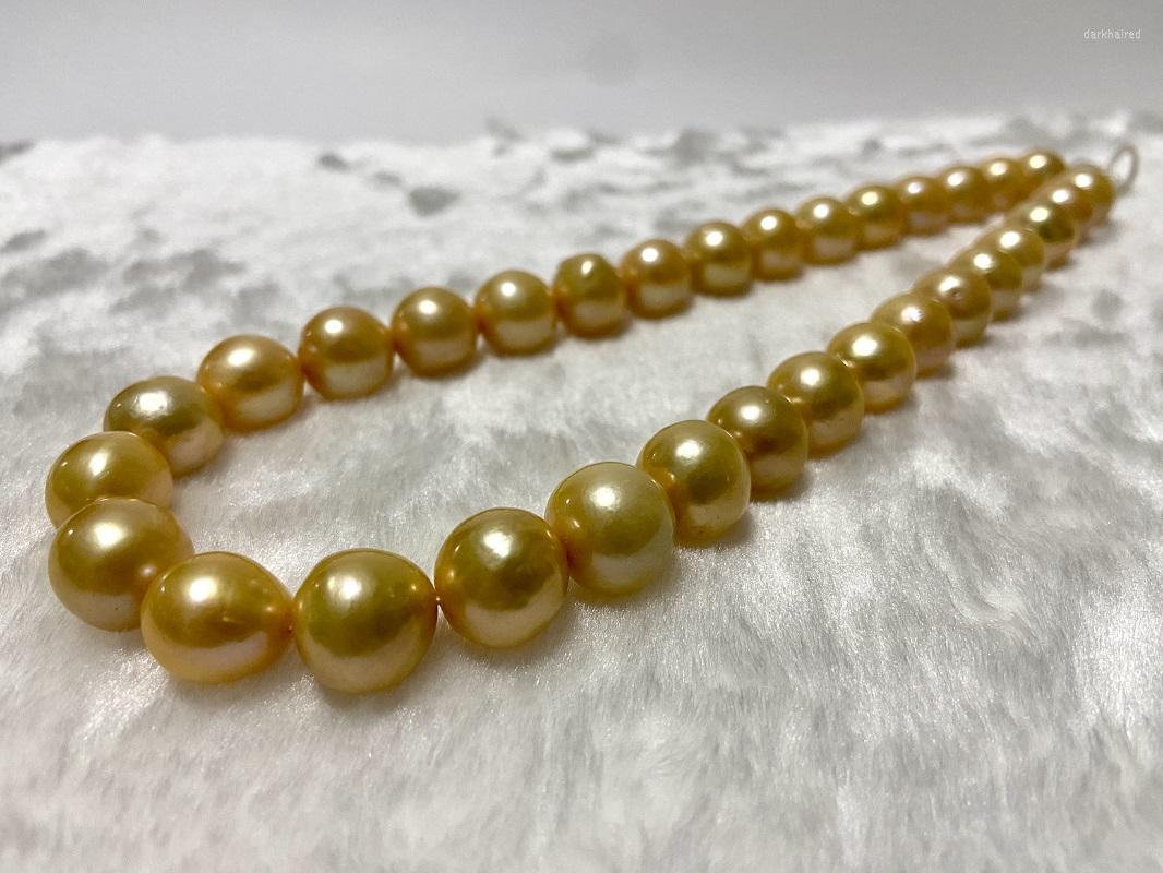 Chains Fine Jewelry Natural Sea 13mm Near Round Golden Pearls Necklace For Women Less Flaw Wedding Gifts
Chains Fine Jewelry Natural Sea 13mm Near Round Golden Pearls Necklace For Women Less Flaw Wedding Gifts