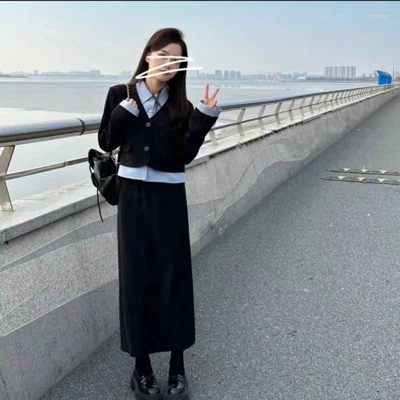 Two Piece Dress UNXX Black Set Solid Laple Short Coat Skirts Girls Fashion Woman Preppy Skirt Suit Women Female Blazer Sets With
Two Piece Dress UNXX Black Set Solid Laple Short Coat Skirts Girls Fashion Woman Preppy Skirt Suit Women Female Blazer Sets With