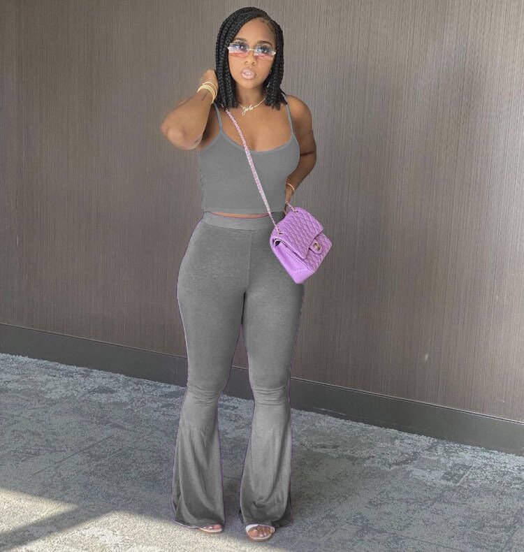 2024 Designer Summer Tracksuits Women Outfits Two Piece Sets Sleeveless tank top and Flared Pants Casual Jogger Suits Solid Sportswear Wholesale Cloth