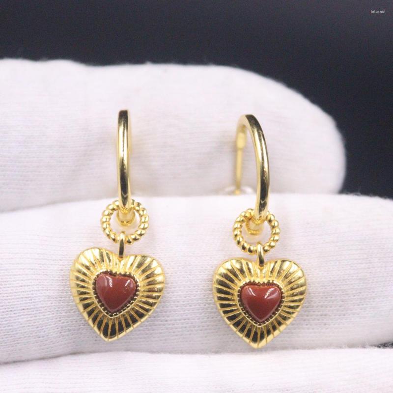 Dangle Earrings 18K Yellow Gold Plated Real Pure S925 Sterling Silver Drop For Women Red Agate Heart Hook
Dangle Earrings 18K Yellow Gold Plated Real Pure S925 Sterling Silver Drop For Women Red Agate Heart Hook