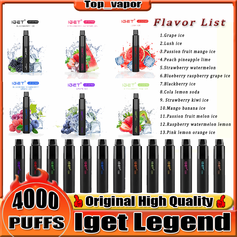 Original IGET Legend Disposable Pod E cigarette Device Kit 4000 Puffs 12ml Prefilled Pods Cartridges Stick Vape Pen Authentic
Original IGET Legend Disposable Pod E cigarette Device Kit 4000 Puffs 12ml Prefilled Pods Cartridges Stick Vape Pen Authentic