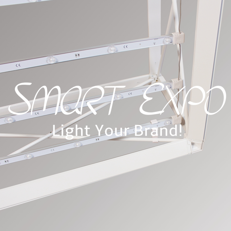 8ft Backlit SEG Pop Up Advertising Display 224x224CM with LED Ladder Light Set Custom Banner Print