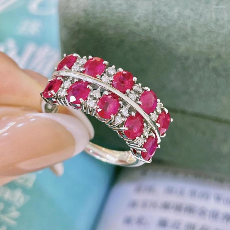 Cluster Rings LR Ruby Ring Fine Jewelry Solid 18K Gold Nature Red 2ct Diamonds For Women Presents
Cluster Rings LR Ruby Ring Fine Jewelry Solid 18K Gold Nature Red 2ct Diamonds For Women Presents