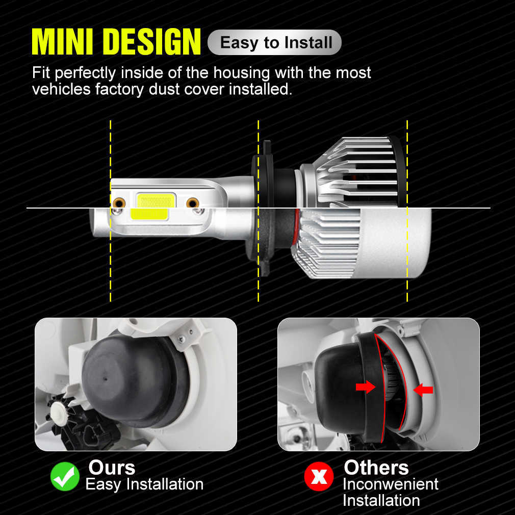 XSTORM-Mini faro Led para coche bombilla de 12V 15000LM H1 H4 H7 H8 H11 9005 HB3 9006 HB4 9004 HB1 9007 HB5 H13 luces compatible con Turbo lampada