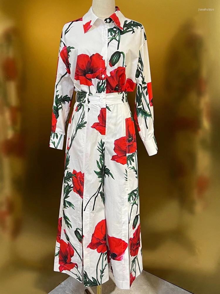 Women' Two Piece Pants JUNLINNA High Street Set Spring Cotton Women Red Floral Printed Shirt Trousers Casual Suit Can Seperate, Only shirt
Women' Two Piece Pants JUNLINNA High Street Set Spring Cotton Women Red Floral Printed Shirt Trousers Casual Suit Can Seperate, Only shirt