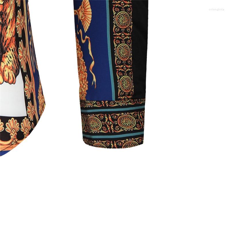 Men's Casual Shirts 2023 Mens Floral Dress Long Sleeve Slim Fit Male Shirt Fashion Luxury 3d Printed Button Down For Party Wedding