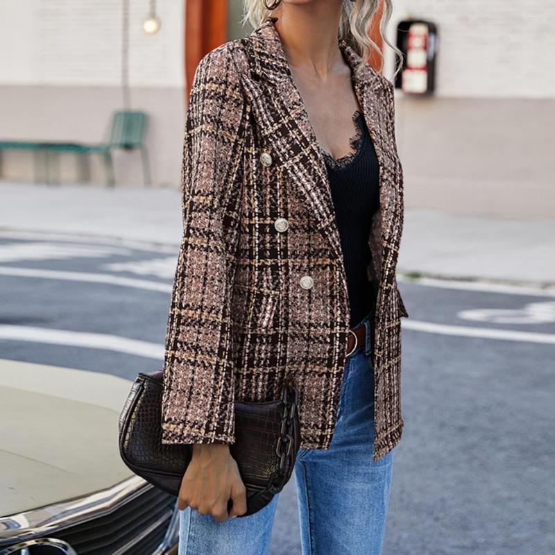 Women' Suits Warm Chic Office Lady Double Breasted Suit Jacket Cold Resistant Blazer Coat Long Sleeve Outerwear, Brown 
Women' Suits Warm Chic Office Lady Double Breasted Suit Jacket Cold Resistant Blazer Coat Long Sleeve Outerwear, Brown