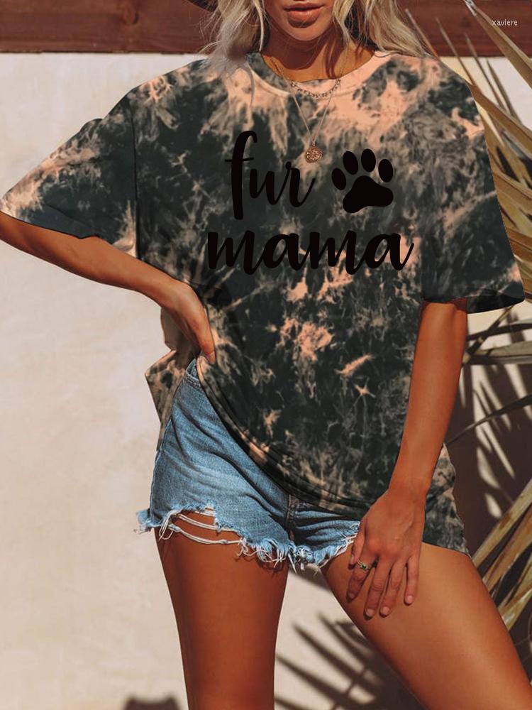 Women's T Shirts Harajuku Tie-dye T-shirts Women Short Sleeveless Summer Mama Shirt Casual Streetwear Graphic Tees Female Mother Tops