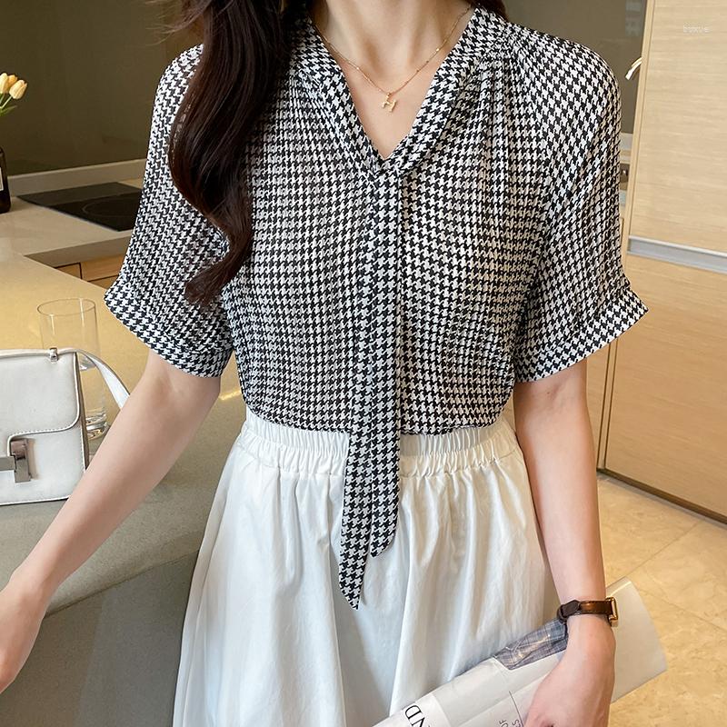 Women' Blouses Chikichi Bow Tie Top Women Korean Clothings 2023 Summer Short Sleeve Streamer Loose Plaid Lace-up Pressed Chiffon Shirt, Black
Women' Blouses Chikichi Bow Tie Top Women Korean Clothings 2023 Summer Short Sleeve Streamer Loose Plaid Lace-up Pressed Chiffon Shirt, Black
