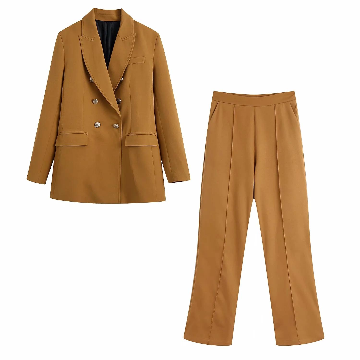 Pants Women Fashion With Metal Buttons Blazers Coat Vintage Long Sleeve Female Outerwear And High Waist Casual Suit pants Chic Sets, Khaki pants
Pants Women Fashion With Metal Buttons Blazers Coat Vintage Long Sleeve Female Outerwear And High Waist Casual Suit pants Chic Sets, Khaki pants