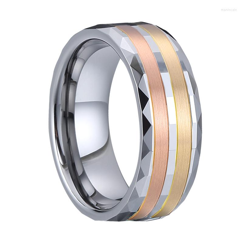 Cluster Rings Luxury Wedding Band 14k Rose Gold Ring For Men Tungsten Anillo Hombre Anel Masculino Bague Homme