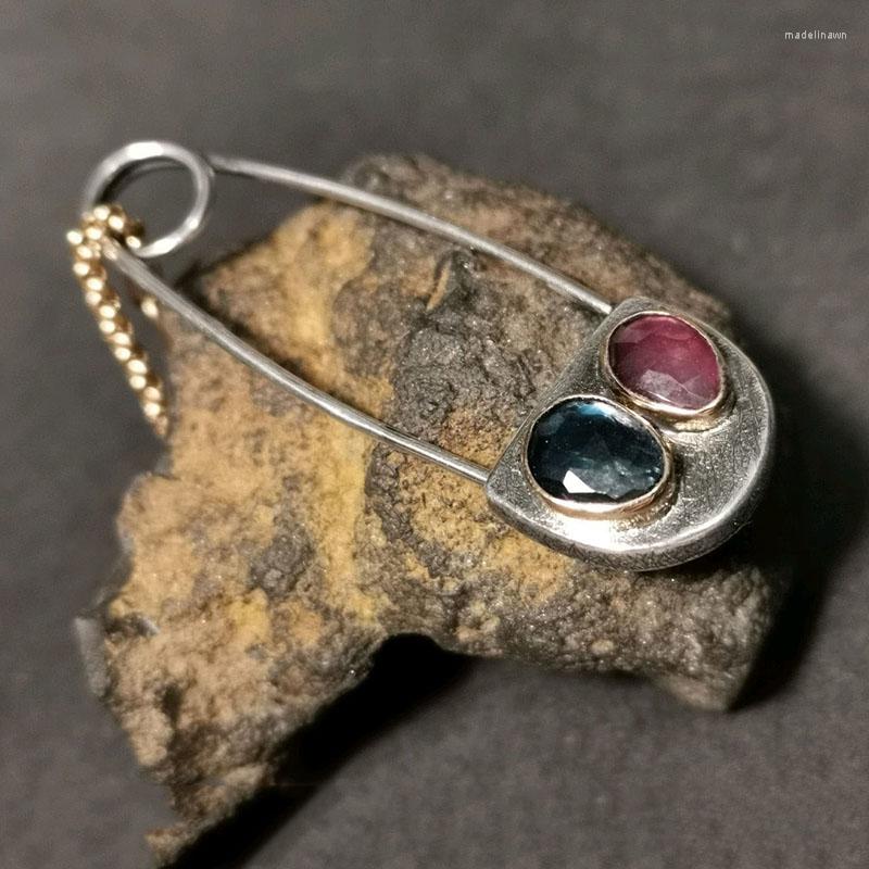 Pendant Necklaces Vintage Creative Brooch Design Gold Color Necklace Ethnic Silver Inlaid Pink Blue Zircon For Women
Pendant Necklaces Vintage Creative Brooch Design Gold Color Necklace Ethnic Silver Inlaid Pink Blue Zircon For Women