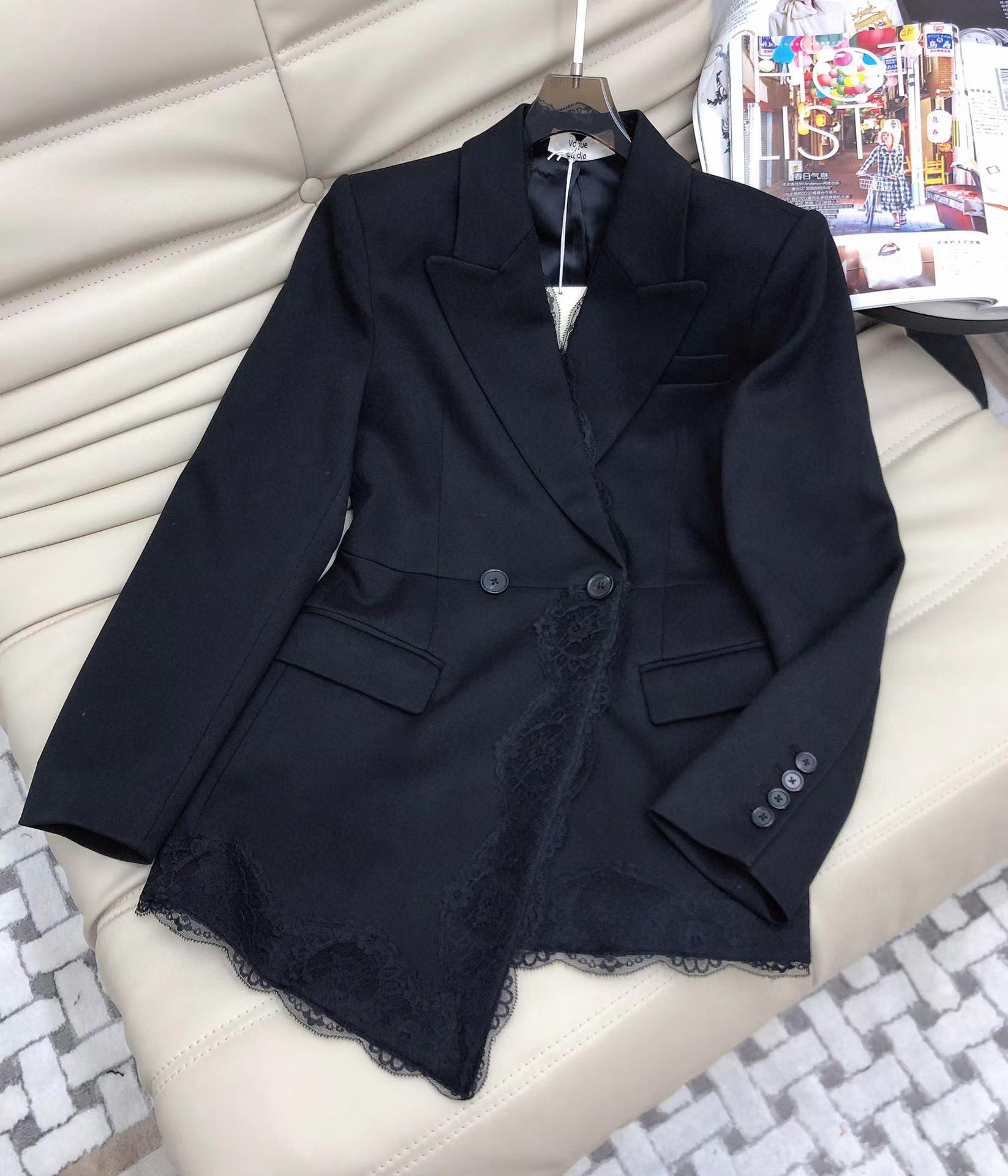 Pants 2022 Autumn Double Breasted Lace Decorated Wool Blend Elegant Formal Black Blazer, As photo
Pants 2022 Autumn Double Breasted Lace Decorated Wool Blend Elegant Formal Black Blazer, As photo