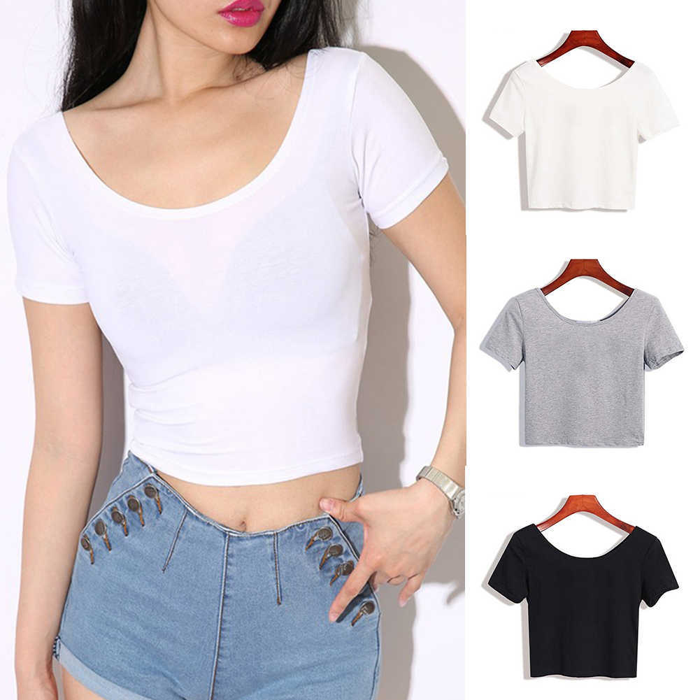 Women's T-Shirt 1PCS Ladies Short Sleeve O neck Sexy Crop Top Women Basic Simple Stretch Tshirts Sexy Black U Neck Crop Top Z0418, A-grey
Women's T-Shirt 1PCS Ladies Short Sleeve O neck Sexy Crop Top Women Basic Simple Stretch Tshirts Sexy Black U Neck Crop Top Z0418, A-grey