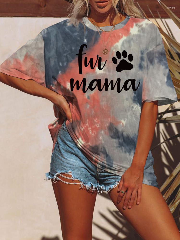 Women's T Shirts Harajuku Tie-dye T-shirts Women Short Sleeveless Summer Mama Shirt Casual Streetwear Graphic Tees Female Mother Tops
