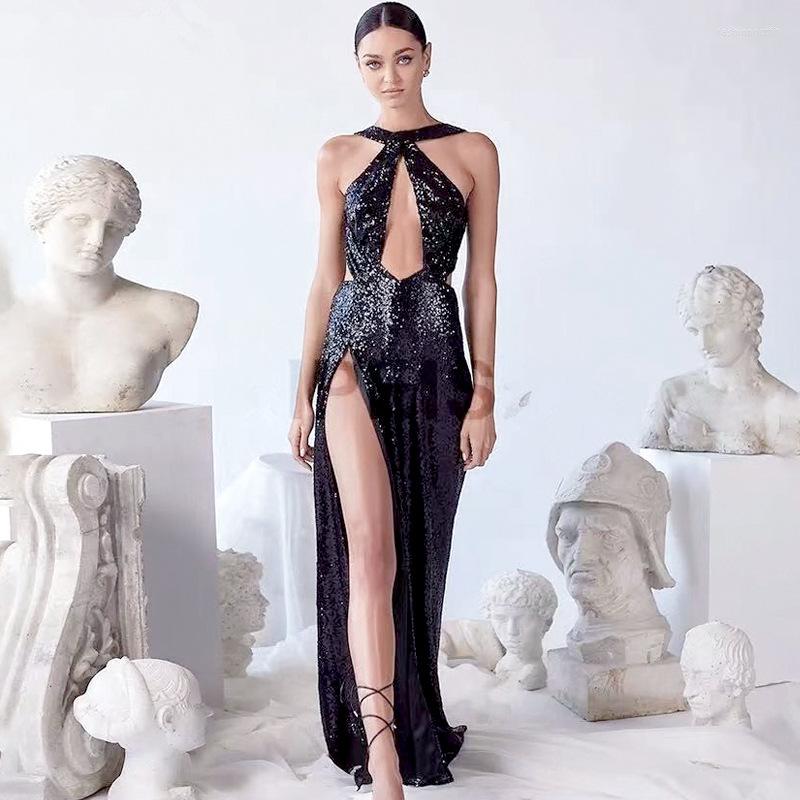 Casual Dresses Black Sequin Backless Hollowed Out Sexy High-waisted Slit Dress Pack Hip Long Summer For Women
Casual Dresses Black Sequin Backless Hollowed Out Sexy High-waisted Slit Dress Pack Hip Long Summer For Women