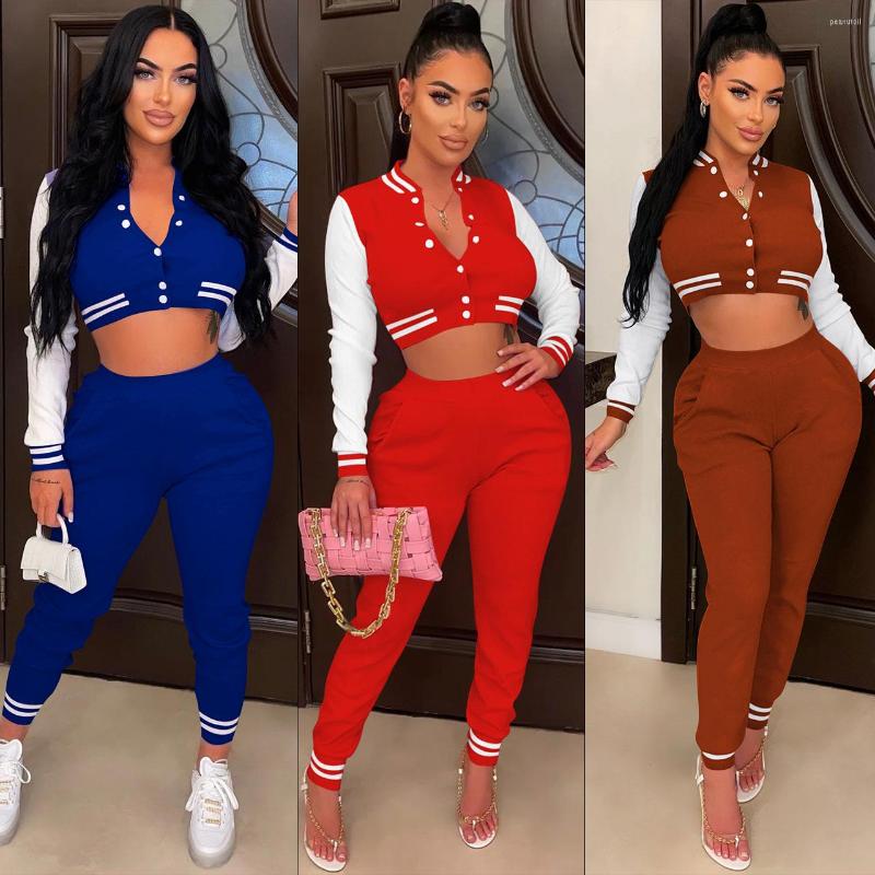 Women's Two Piece Pants Echoine Color Patchwork Long Sleeve Crop Jacket Set Ribbed Casual Tracksuit Sports Women Clothing Outfits Autumn, Auburn
Women's Two Piece Pants Echoine Color Patchwork Long Sleeve Crop Jacket Set Ribbed Casual Tracksuit Sports Women Clothing Outfits Autumn, Auburn