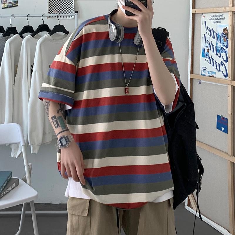Men's T Shirts 2023 Summer Hip Loose Contrast Color Striped Short Sleeve Shirt Men Korean Fashion O-neck Oversized T-shirts For, Green
Men's T Shirts 2023 Summer Hip Loose Contrast Color Striped Short Sleeve Shirt Men Korean Fashion O-neck Oversized T-shirts For, Green