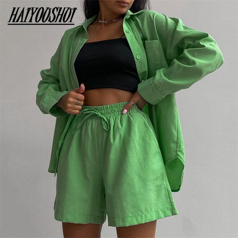 Dress Women Green Suit 2022 Casual Loose Long Sleeve Shirt Summer Tops And Mini Shorts Fashion Tracksuit Two Piece Set Outfits, Rose red
Dress Women Green Suit 2022 Casual Loose Long Sleeve Shirt Summer Tops And Mini Shorts Fashion Tracksuit Two Piece Set Outfits, Rose red