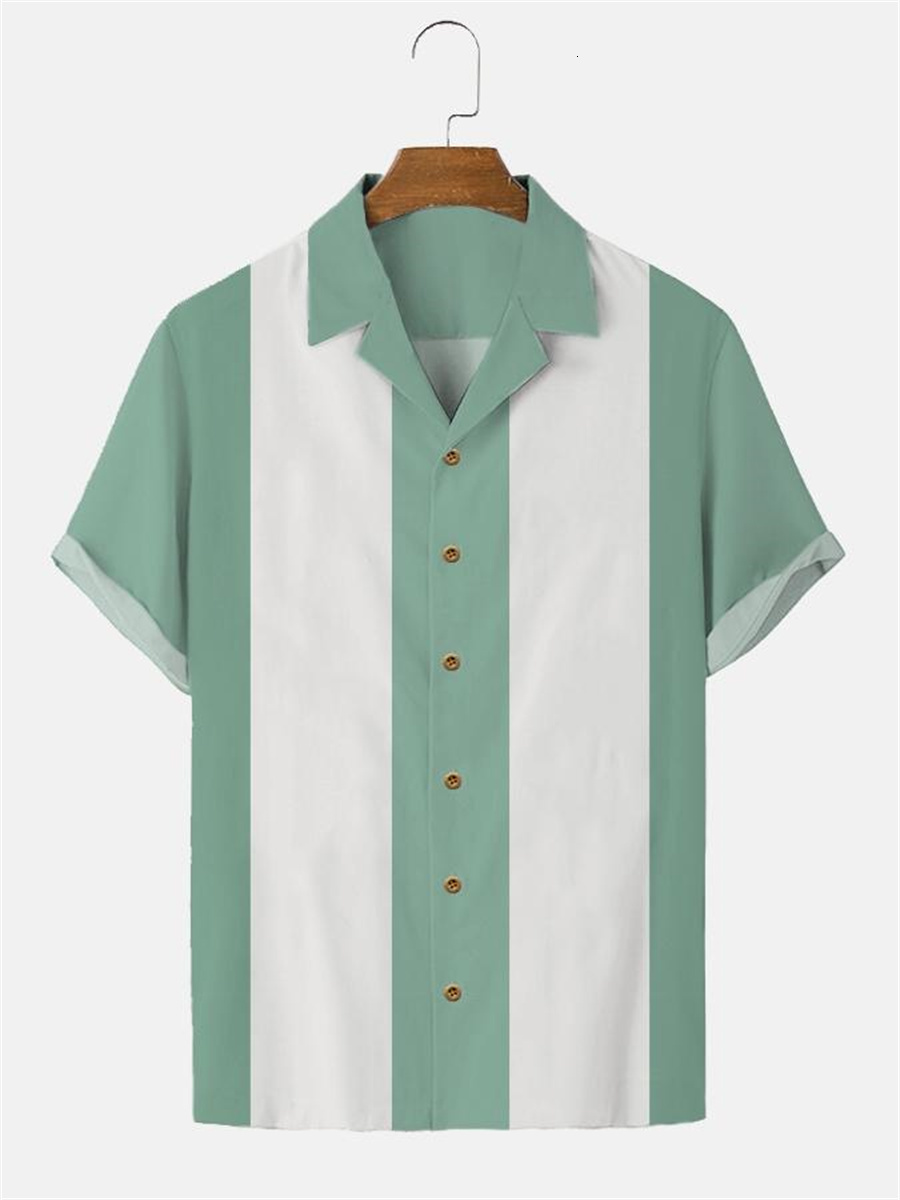 Men's Casual Shirts Stripes Simple shirts men European Size Hawaiian Shirt Fashion Short Sleeve caual Breathable Top 230420