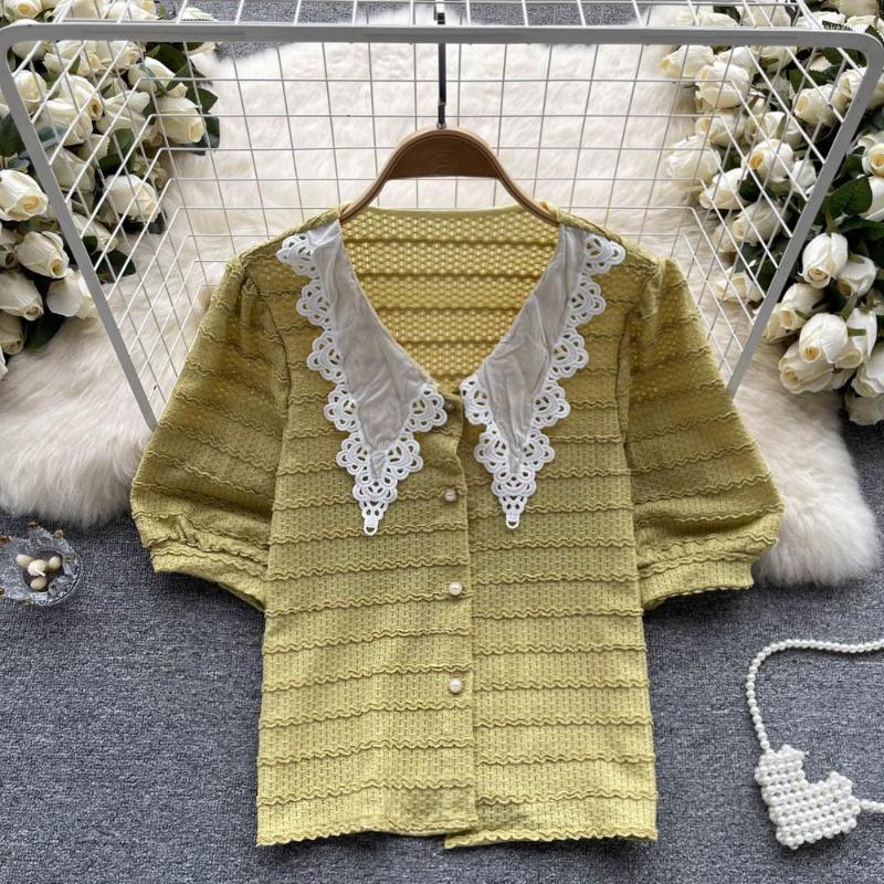 Women's Blouses Summer Lapel Short Sleeve Shirt Women 2023 Fashion Western Hook Flower Blouse French Tops Camisa Feminina J963, Beige
Women's Blouses Summer Lapel Short Sleeve Shirt Women 2023 Fashion Western Hook Flower Blouse French Tops Camisa Feminina J963, Beige