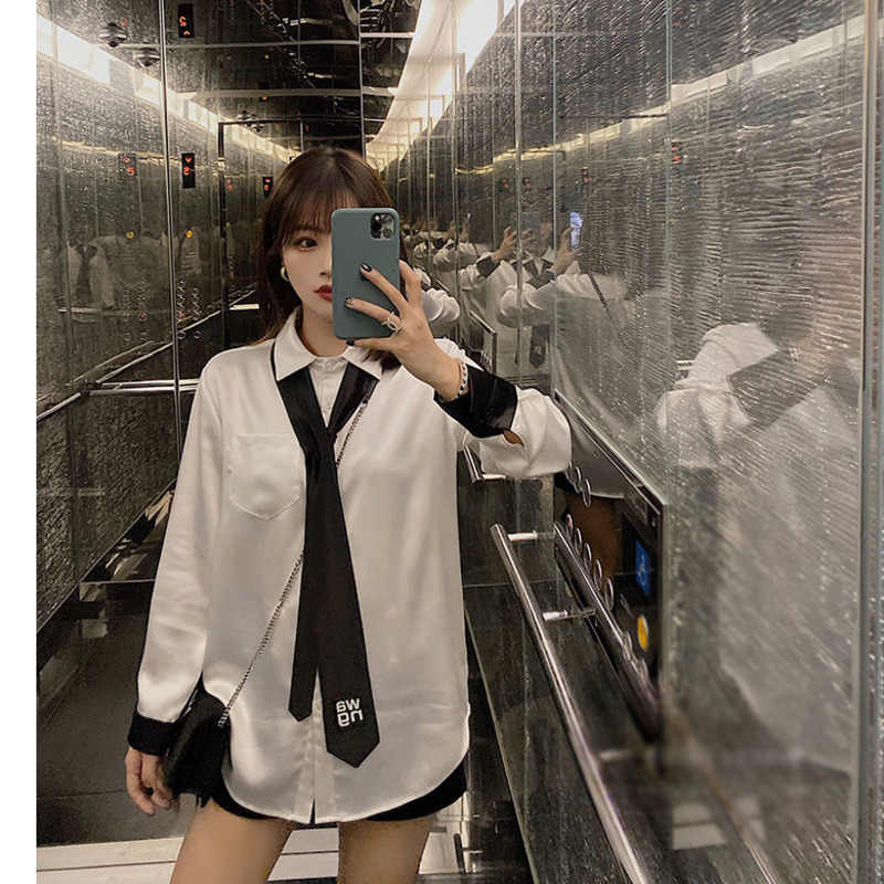 Men's Swimwear White Shirt Girl Student Korean Fashion Long Sleeve Women Blouse Chiffon Summer Loose s Tops And Blouses Shirts 230420