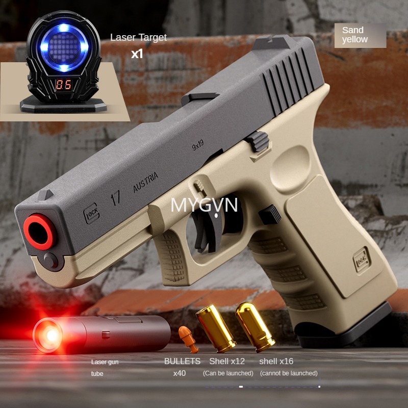 Multi-functional Soft Bullets Laser Toy Gun Shell Ejected Manual Continous Firing Pistol Double Magazine with Target Outdoor Game Cs Prop Gifts for Bo