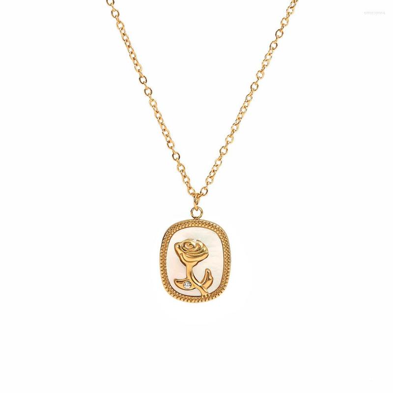 Chains Stainless Steel Small Design Luxury High Sense White Fritillaria Inlaid With Rose Sign Pendant Women's Necklace Jewelry
Chains Stainless Steel Small Design Luxury High Sense White Fritillaria Inlaid With Rose Sign Pendant Women's Necklace Jewelry