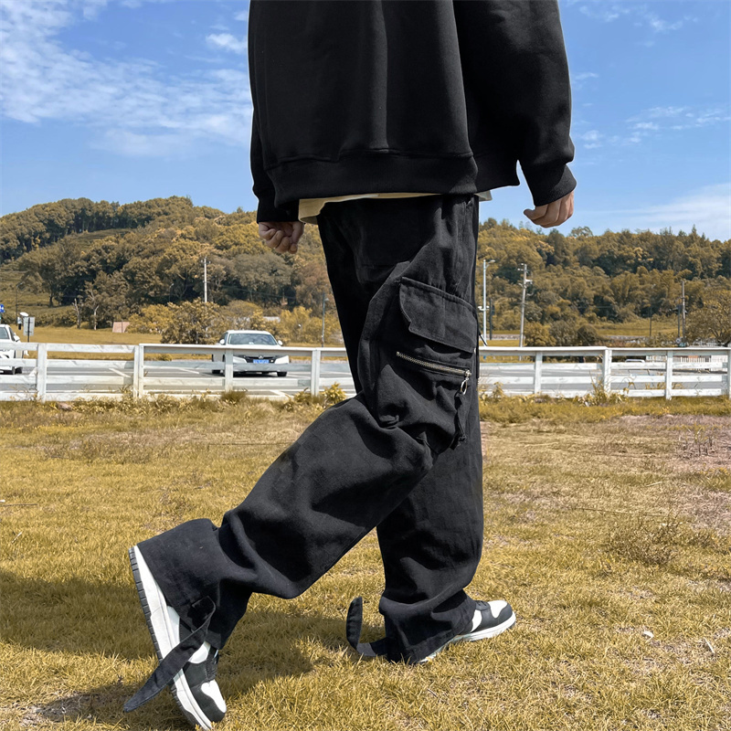 Mens Jeans Japanese Chessboard Checker Fashion Street Hip Hop Loose Straight Wide Leg Pants Couple Outerwear Red Black 230420