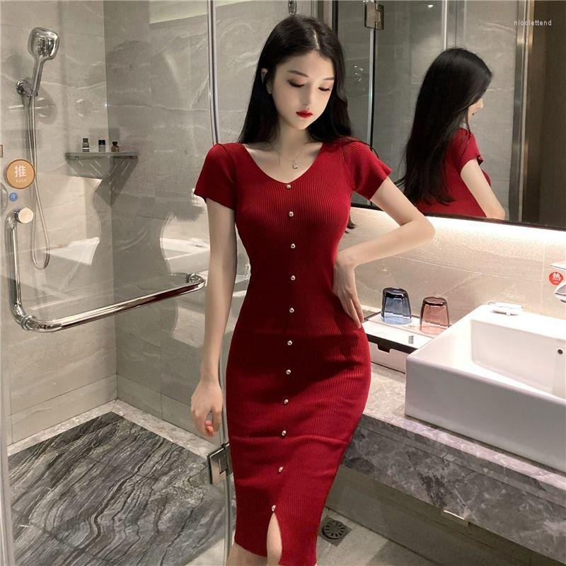 Casual Dresses Woman Street Bodycon Rib Knit Dress Summer Single-breasted Commute Elegant V-Neck Short Sleeve Sweater Party U287, Black
Casual Dresses Woman Street Bodycon Rib Knit Dress Summer Single-breasted Commute Elegant V-Neck Short Sleeve Sweater Party U287, Black
