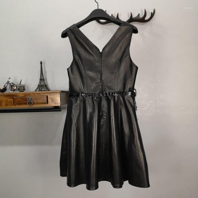 Casual Dresses Natural Soft Sheepskin Sleeveless Tank Dress Women V Neck High Waist Elegant Ladies Autumn Genuine Leather Midi Vestidos, Black
Casual Dresses Natural Soft Sheepskin Sleeveless Tank Dress Women V Neck High Waist Elegant Ladies Autumn Genuine Leather Midi Vestidos, Black