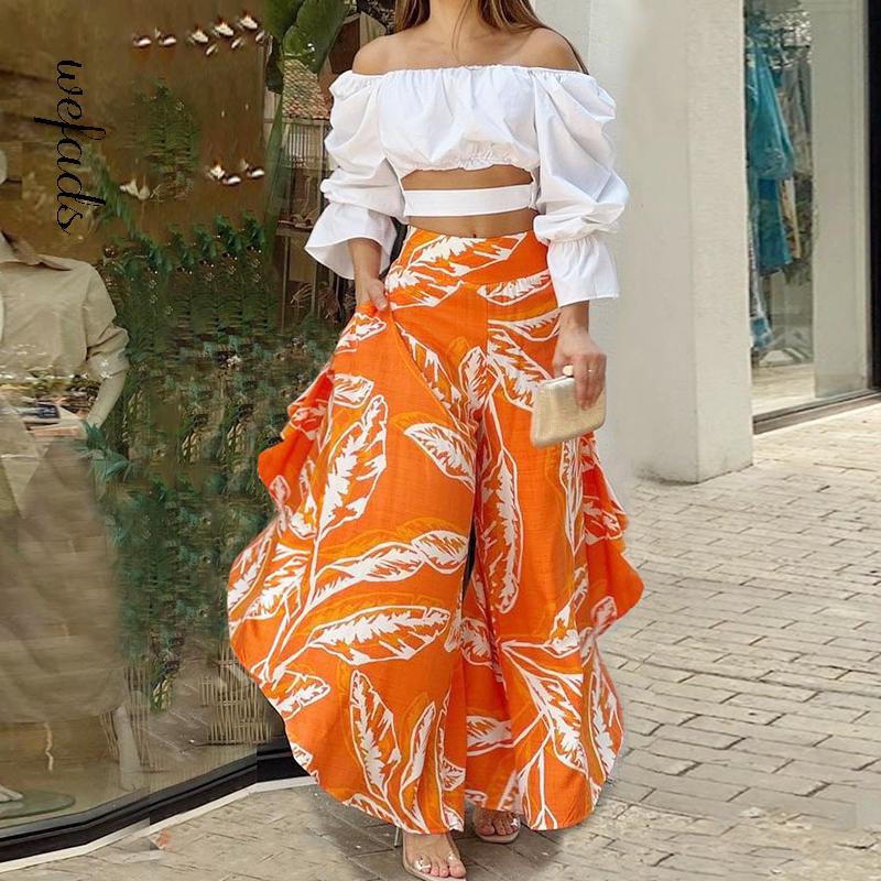 Pants Wefads Women Summer Two Piece Sets One Shoulder Solid Half Sleeve Top Printed Loose Wide Legs Casual Pants Set, Orange
Pants Wefads Women Summer Two Piece Sets One Shoulder Solid Half Sleeve Top Printed Loose Wide Legs Casual Pants Set, Orange