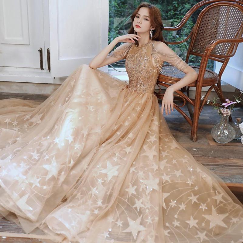 Runway Dresses Sexy Halter Celebrity Dress Stars Print Luxury O Neck Bead Tassel Appliques A-Line Floor-Length Long Women Formal Evening, Champagne
Runway Dresses Sexy Halter Celebrity Dress Stars Print Luxury O Neck Bead Tassel Appliques A-Line Floor-Length Long Women Formal Evening, Champagne