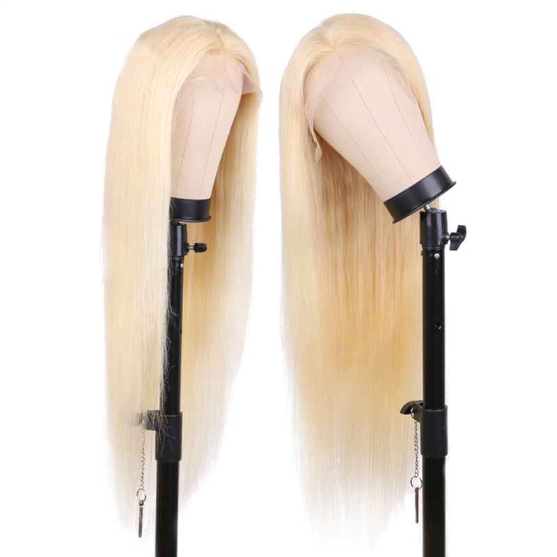 Malaysian 100% Human Hair 13X4 Lace Front Wig 613# Blonde Color 4X4 Lace Closure Wigs Silky Straight Free Part 150% Density 30inch 32inch 34inch