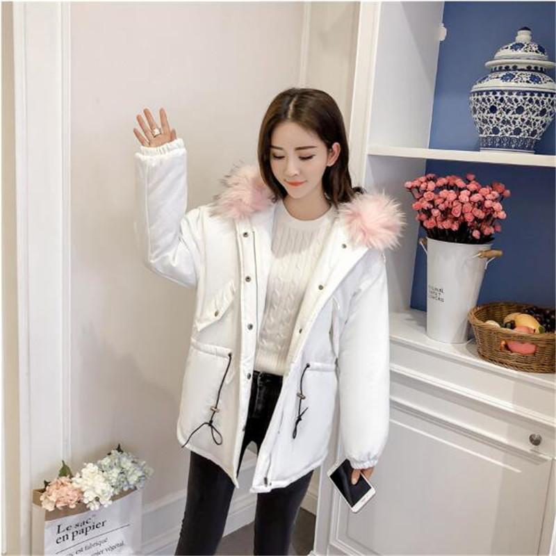 Leather Winter new Korean version of the big fur collar hooded midlength down cotton coat women' waist cotton coat, Pink
Leather Winter new Korean version of the big fur collar hooded midlength down cotton coat women' waist cotton coat, Pink