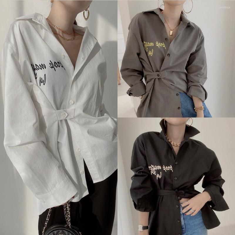 Women's T Shirts Autumn Niche Lapel Single Breasted Letter Printing Strap Waist Loose Long-sleeve Shirt Blouse, Gray
Women's T Shirts Autumn Niche Lapel Single Breasted Letter Printing Strap Waist Loose Long-sleeve Shirt Blouse, Gray